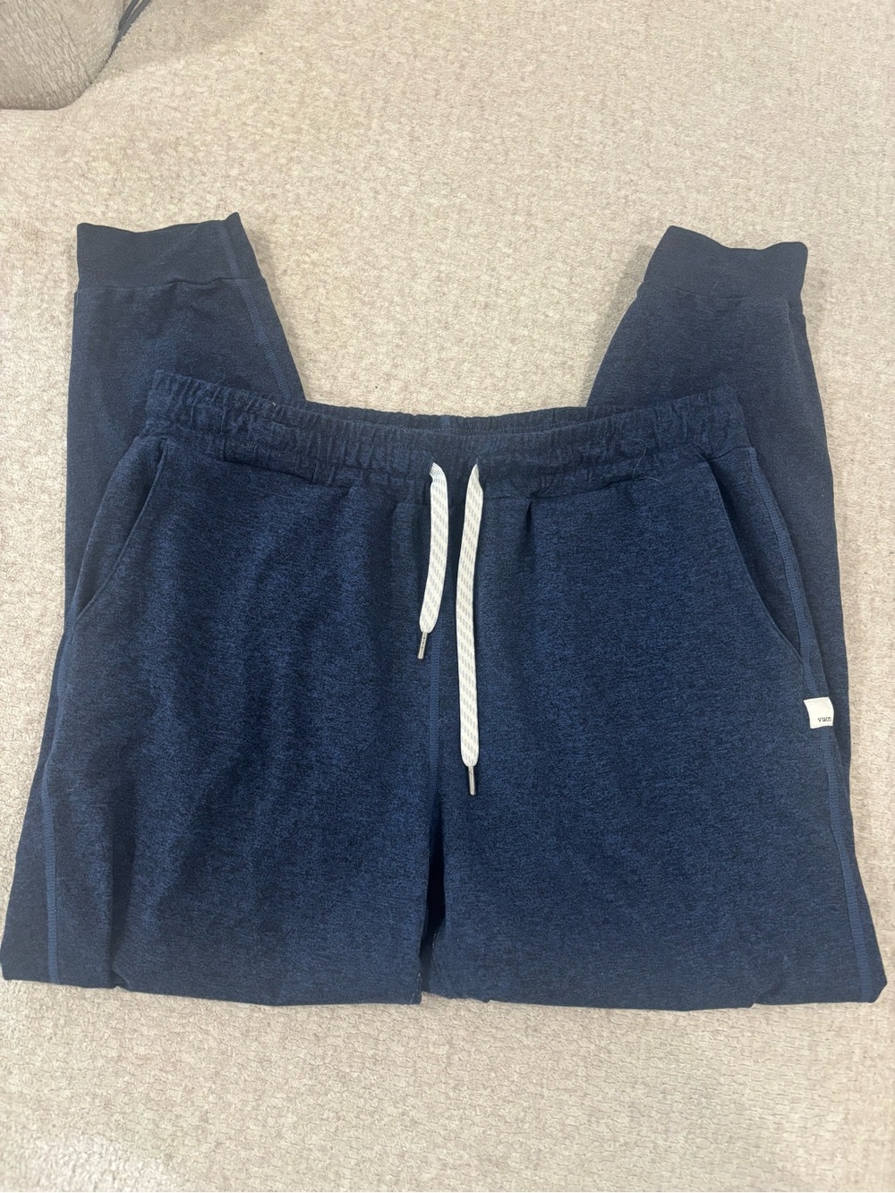 Vuori Navy Jogger Pants with White Drawstring